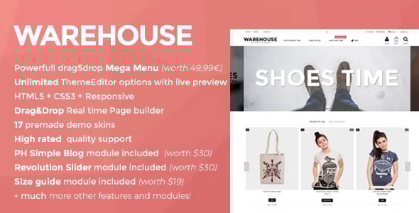 Warehouse - Prestashop theme with paqe builder