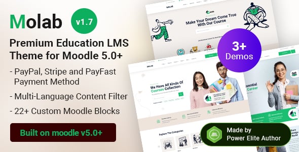 Molab - Moodle 5 Education LMS Theme With Bootstrap 5 Responsive Design