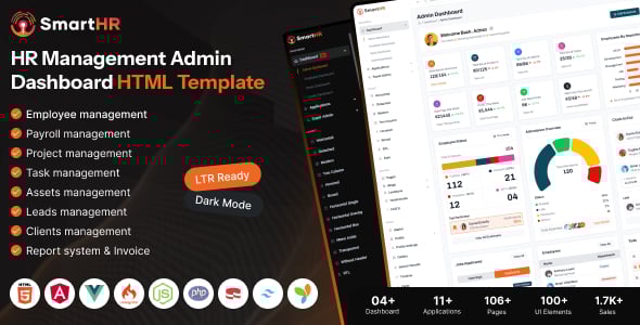 SmartHR - HR & CRM Admin Template with Project Management (HTML, Vue, Angular, Node)