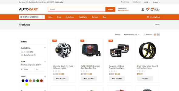 Autokart - Auto Parts and Tools Shop Shopify 2.0 Responsive Theme