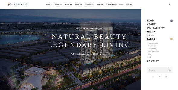 Aroland - Single Property Landing Page WordPress Theme