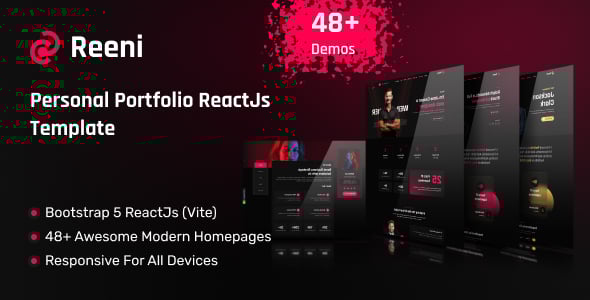 Reeni – Personal Portfolio CV & Resume ReactJs Template