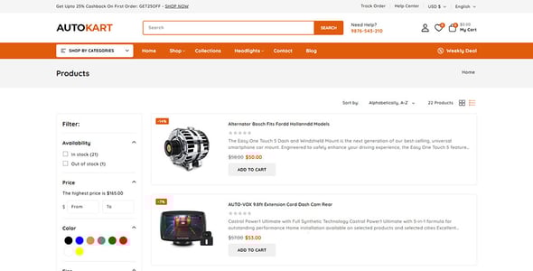 Autokart - Auto Parts and Tools Shop Shopify 2.0 Responsive Theme