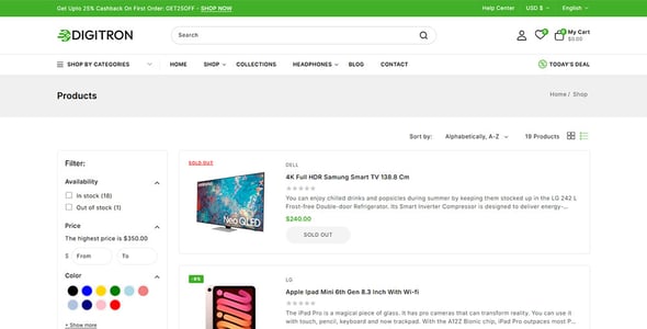 Digitron - Electronics & Gadget Store Shopify 2.0 Responsive Theme