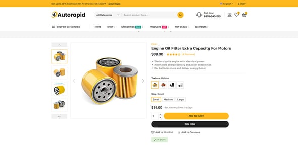 Autorapid - Auto Parts and Car Accessories Store Prestashop Responsive Theme