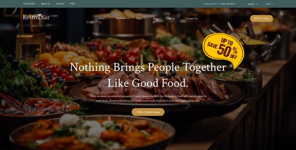 RestOBar - Restaurant & Bar Services Figma Template