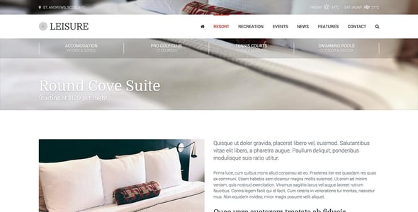 Hotel Leisure WordPress Theme