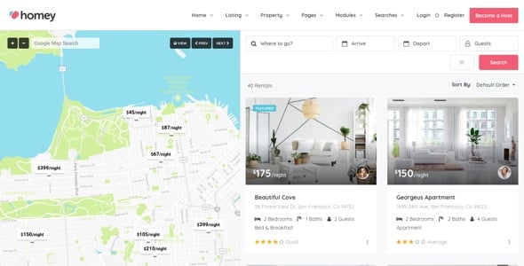 Homey - Booking and Rentals WordPress Theme