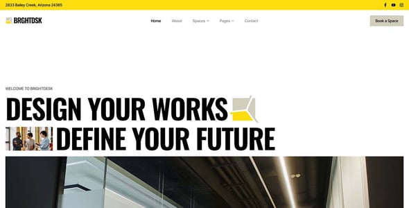 BrightDesk - Coworking Space & Creative Hub Elementor Template Kit