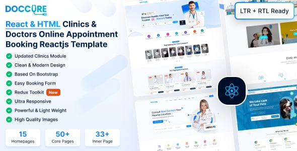 Doccure - React Healthcare & Doctor Appointment Booking Template with Bootstrap