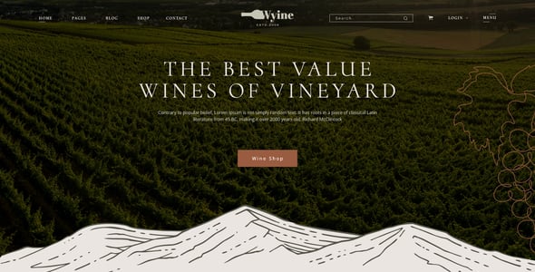 Wyine - Vineyard, Winery & Wine Shop Website Adobe XD Template