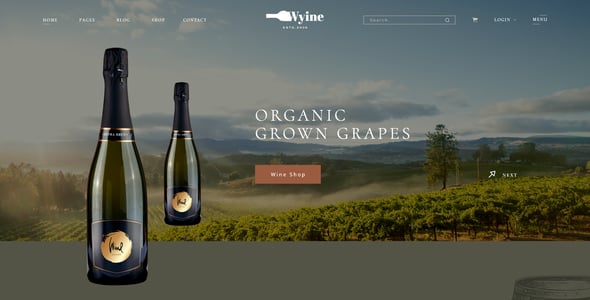 Wyine - Vineyard, Winery & Wine Shop Website Adobe XD Template