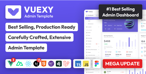 Vuexy - Vuejs, Nuxt, Next.js, HTML, Laravel, Asp.Net & Django Admin Dashboard Template