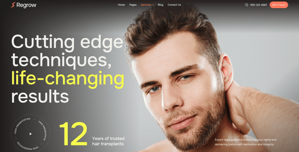 Regrow - Hair Transplantation & Removal WordPress Theme