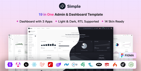 Simple Admin - Multipurpose 19 in One Minimal Admin & Dashboard Template