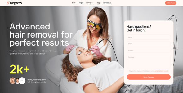Regrow - Hair Transplantation & Removal WordPress Theme