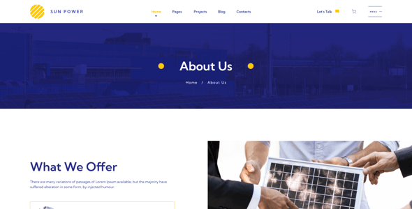 SunPower - Solar and Renewable Wind Energy Website Adobe XD Template