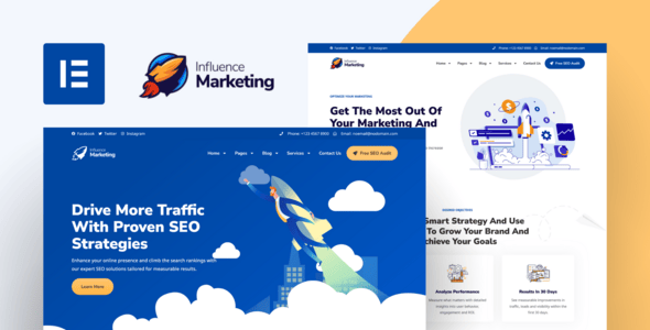 Influence Marketing - SEO & Digital Agency Elementor Pro Template Kit