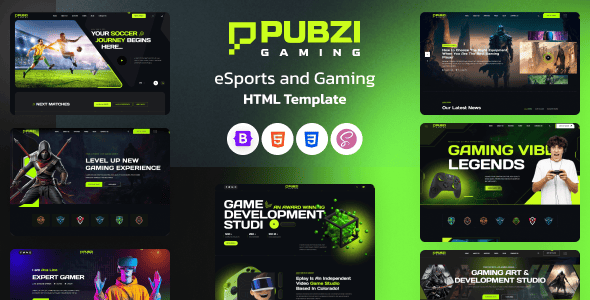 Pubzi – eSports and Gaming HTML Template
